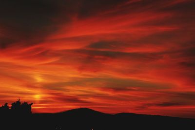 Silhouette landscape against scenic sky