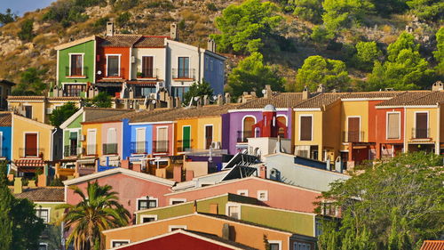 View of residential buildings in city