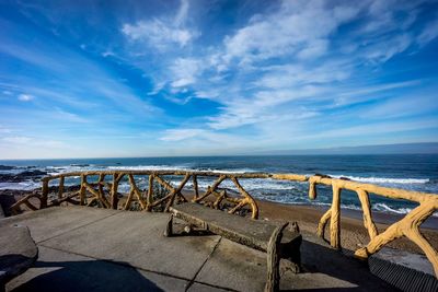 Scenic view of sea against cloudy sky