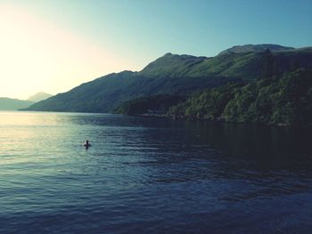 Scenic view of lake and mountains