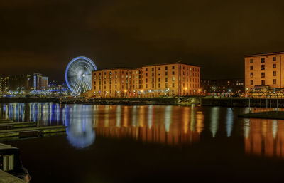 City lit up at night