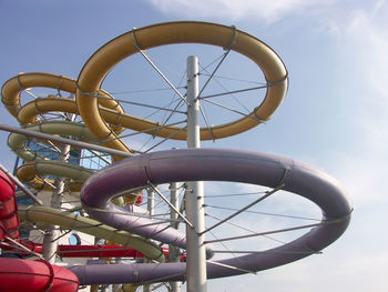 Low angle view of rollercoaster against sky