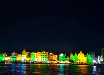 Illuminated buildings at night