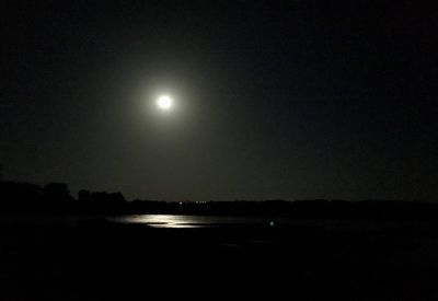 Scenic view of sea against sky at night