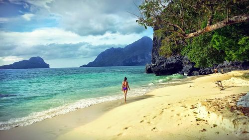 Scenic view of beach against sky