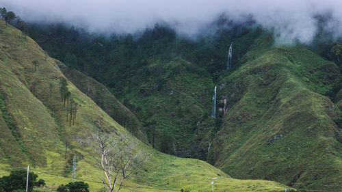 Hill view with waterfall decoration