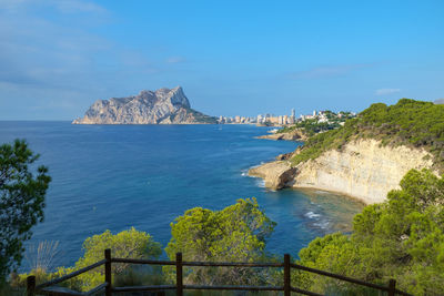 The rock of ifach limestone monolith overlooks the city of calpe, on the costa blanca, spain.