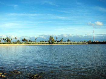 Scenic view of lake against sky