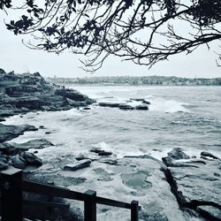 Scenic view of sea against clear sky during winter