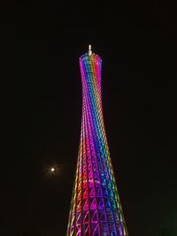 Low angle view of illuminated ferris wheel against sky at night