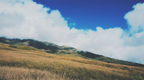 Scenic view of landscape against cloudy sky