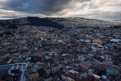 High angle view of townscape against sky