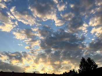 Low angle view of silhouette trees against sky during sunset