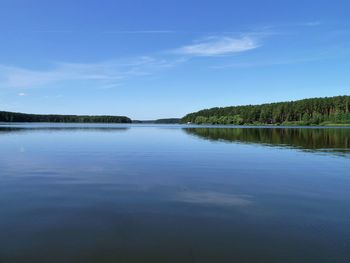 Scenic view of lake against blue sky
