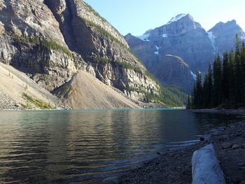 Scenic view of river and mountains