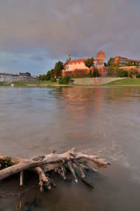 Wawel castle at sunset time. krakow. poland