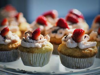 Close-up of cupcakes on table