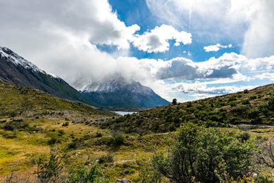 Scenic view of mountains against sky