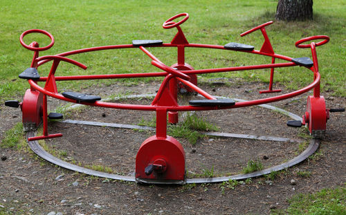 High angle view of empty swing in park