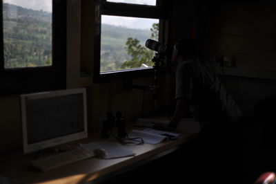 Man working on table