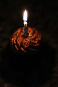 Close-up of lit candle