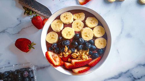 High angle view of breakfast served in bowl