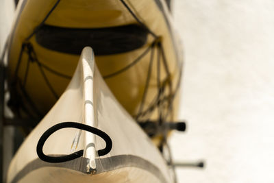 Close-up of sailboat in sea