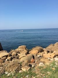 Scenic view of sea against clear sky