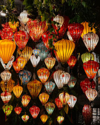 Close-up of illuminated lanterns