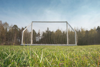 View of soccer field against sky