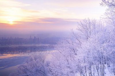 Aerial view of city during winter