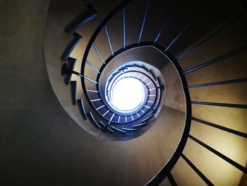 Low angle view of spiral staircase in building