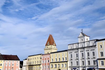 Low angle view of buildings against sky