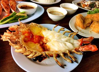 Close-up of food served in plate