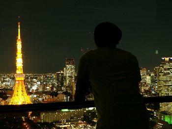 Illuminated cityscape at night