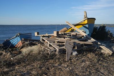 Boats inland by the beach