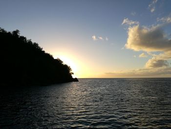 Scenic view of sea against sky at sunset