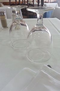 Close-up of glasses on table