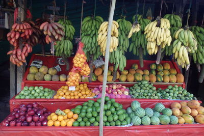 Various fruits for sale at market stall