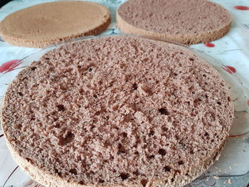 High angle view of cake in plate