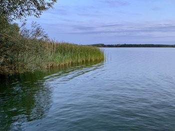 Scenic view of lake against sky