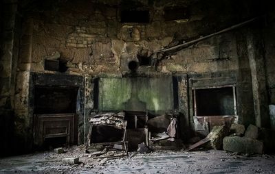 Empty chairs in abandoned room