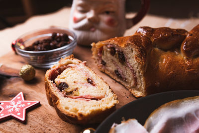 Traditional venezuelan food known as pan de jamon meaning ham with bread, slice
