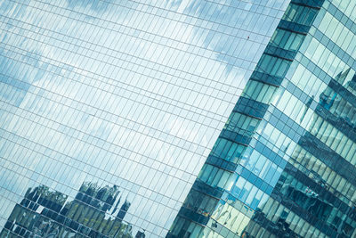 Low angle view of modern glass building