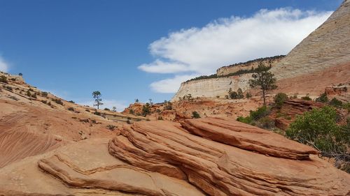 Scenic view of rock formation against sky at zion national park