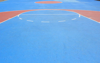 High angle view of basketball court