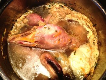 Close-up of meat on barbecue grill