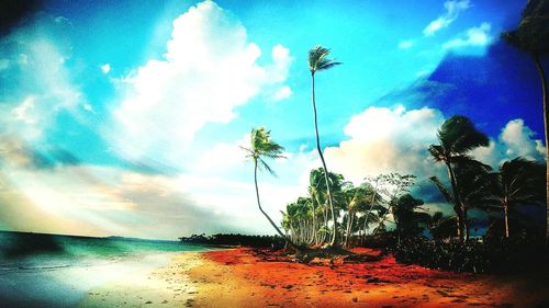 Scenic view of sea against cloudy sky