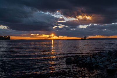 Scenic view of sea against sky during sunset