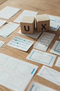 Close-up of toy blocks on table